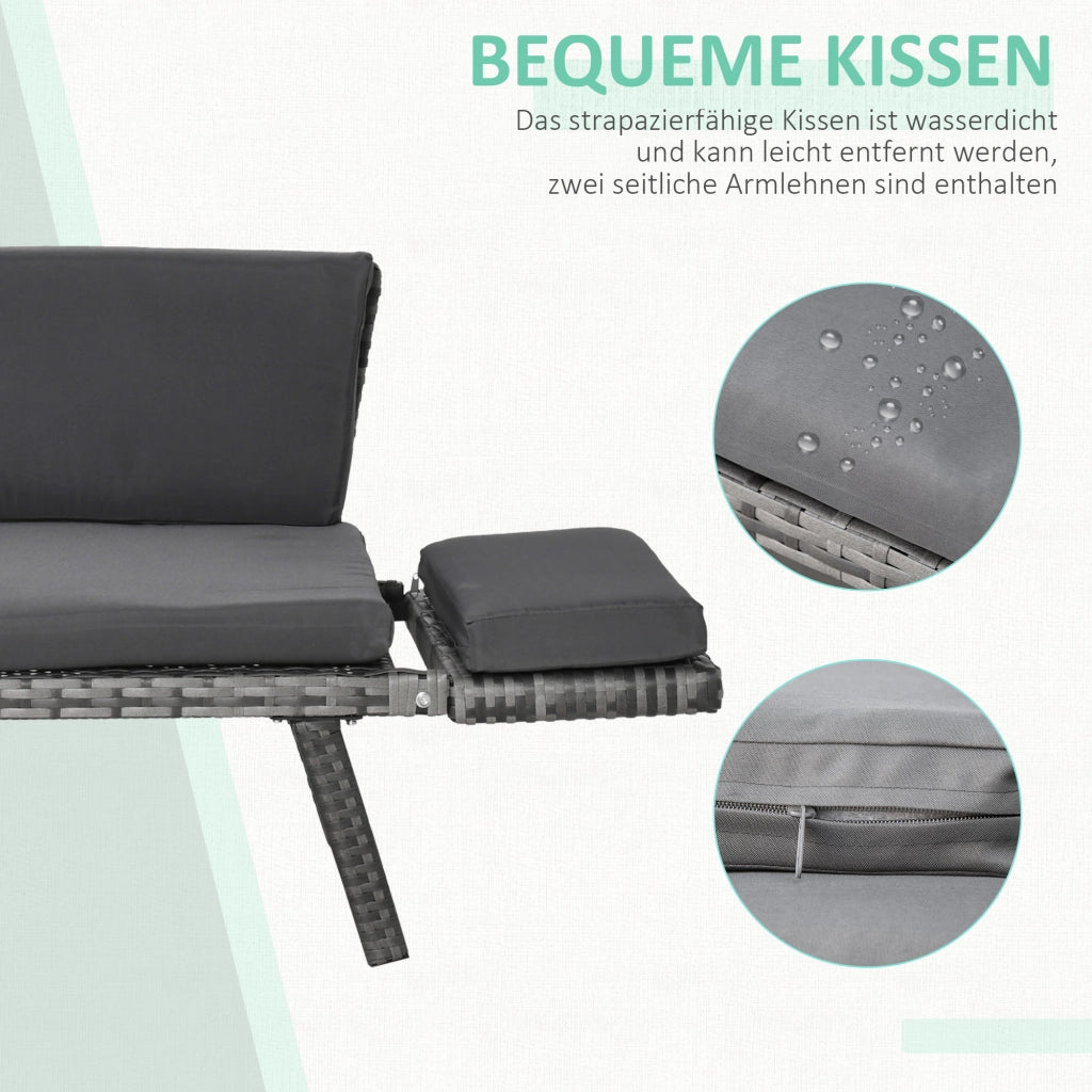 Divano da giardino 2 posti in polyrattan grigio ¨C zephmum ¨C 129x63x67 cm