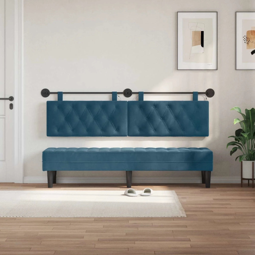 Testiera sospesa Con luce LED Blu Velluto