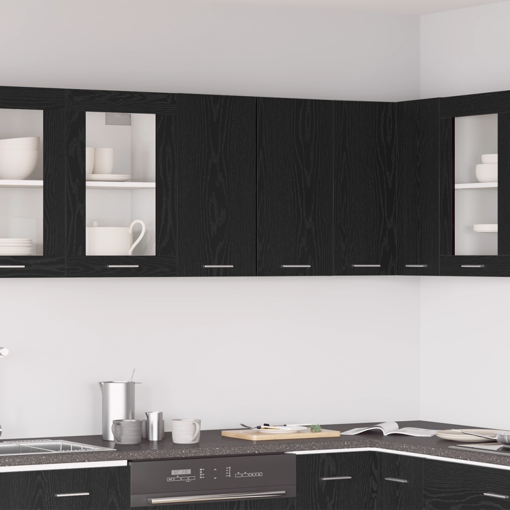 Armadio sospeso in rovere nero 60x31x60 cm realizzato in legno ingegnerizzato
