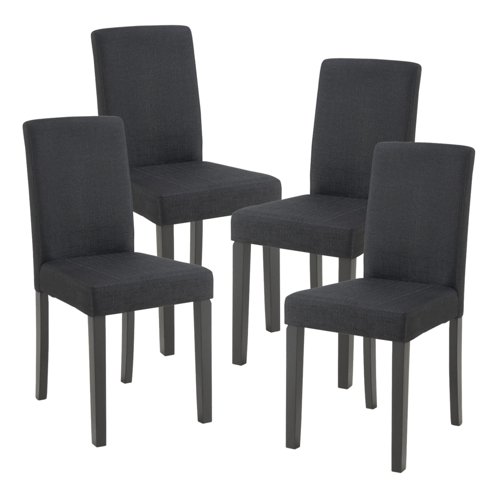 Set Hamburg di 4 Sedie Imbottite da Sala con Rivestimento in Tessuto Nero [en.casa]