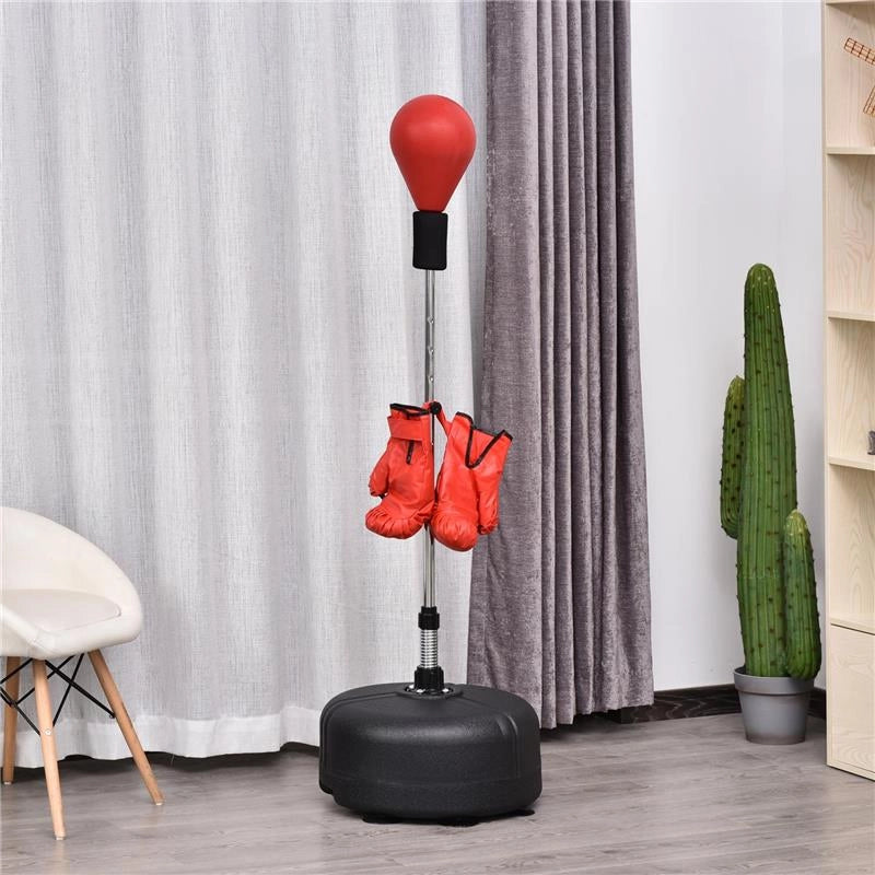 PUNCHING BALL CON ALTEZZA REGOLABILE E GUANTI INCLUSI, ?48X136-154CM, ROSSO