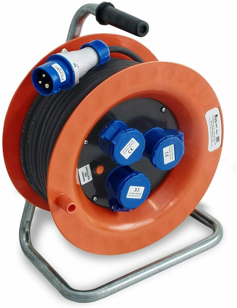 AVVOLGICAVO ELETTRICO INDUSTRIALE CON 3 PRESE LUNGHEZZA 30 METRI