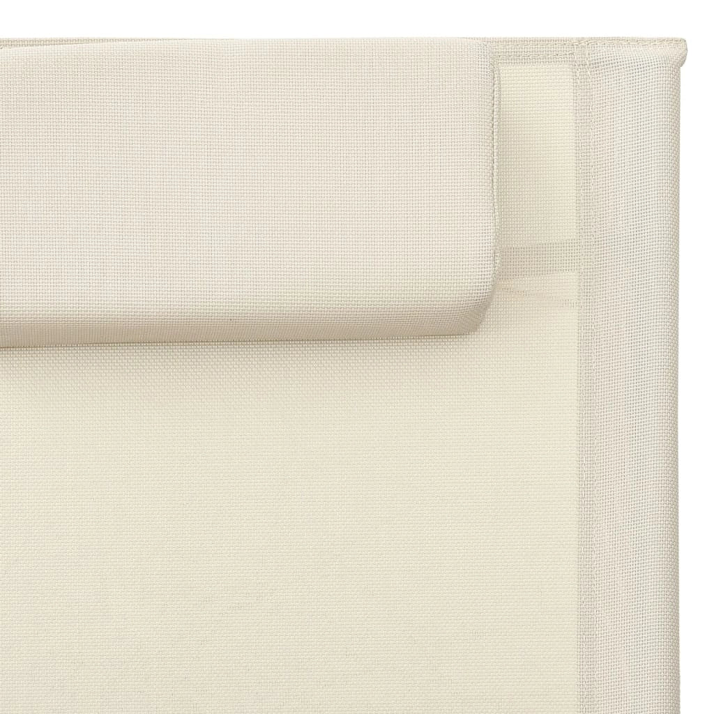 Lettino prendisole sedia a sdraio lettino prendisole letto da giardino mobili da esterno per patio textilene crema e grigio 02_0012929