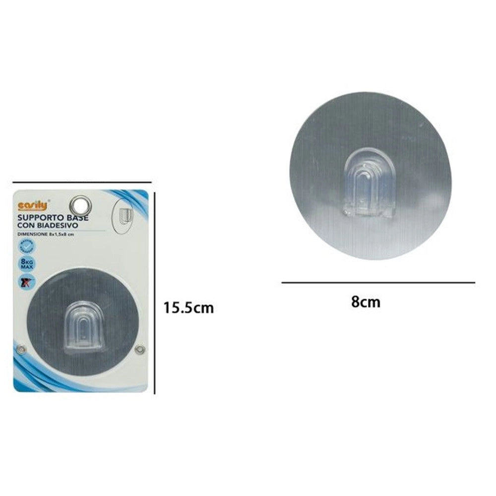 Trade Shop - Supporto Base Con Biadesivo Rotondo Ricambio Per Ventosa 8x1.5x8cm Bagno Cucina 79831 -
