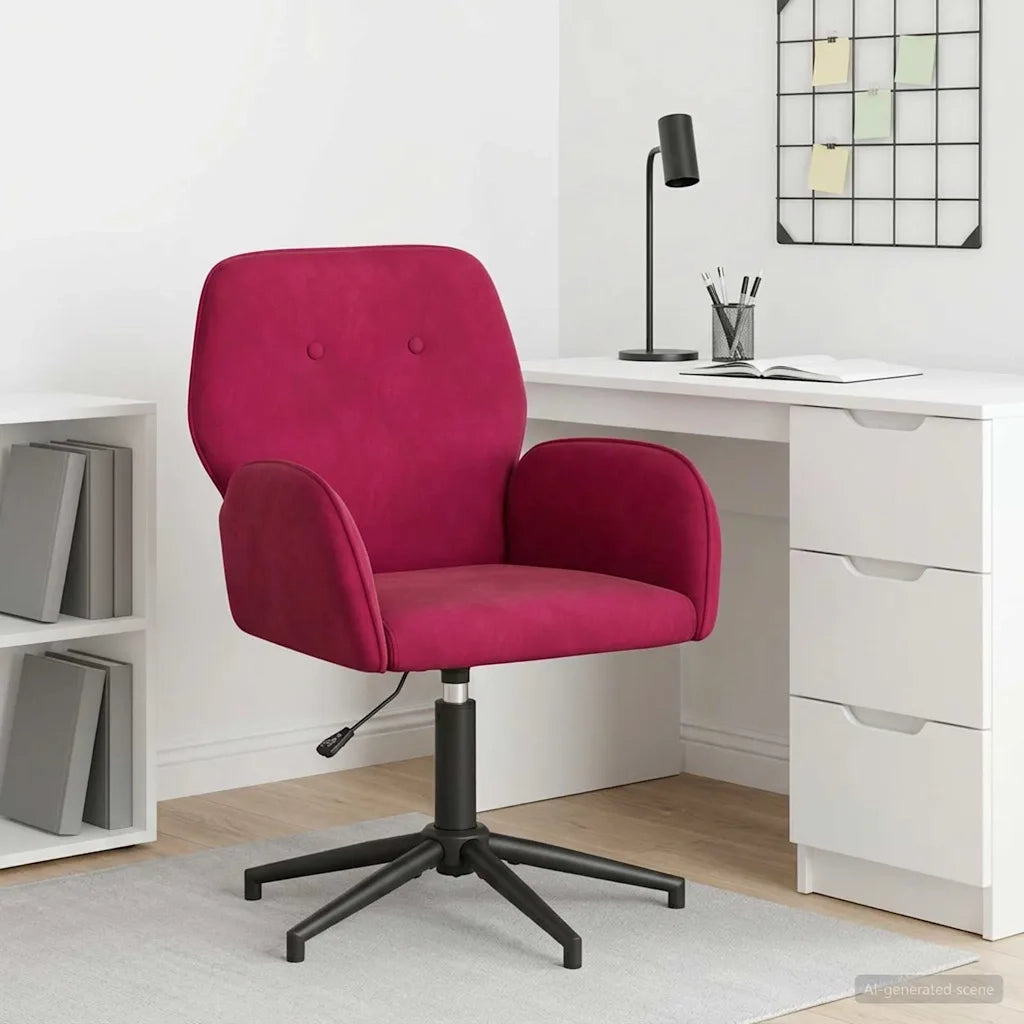 Sedia da scrivania girevole Rosso Vino 54 x 55 x 90 cm Velluto 42034348