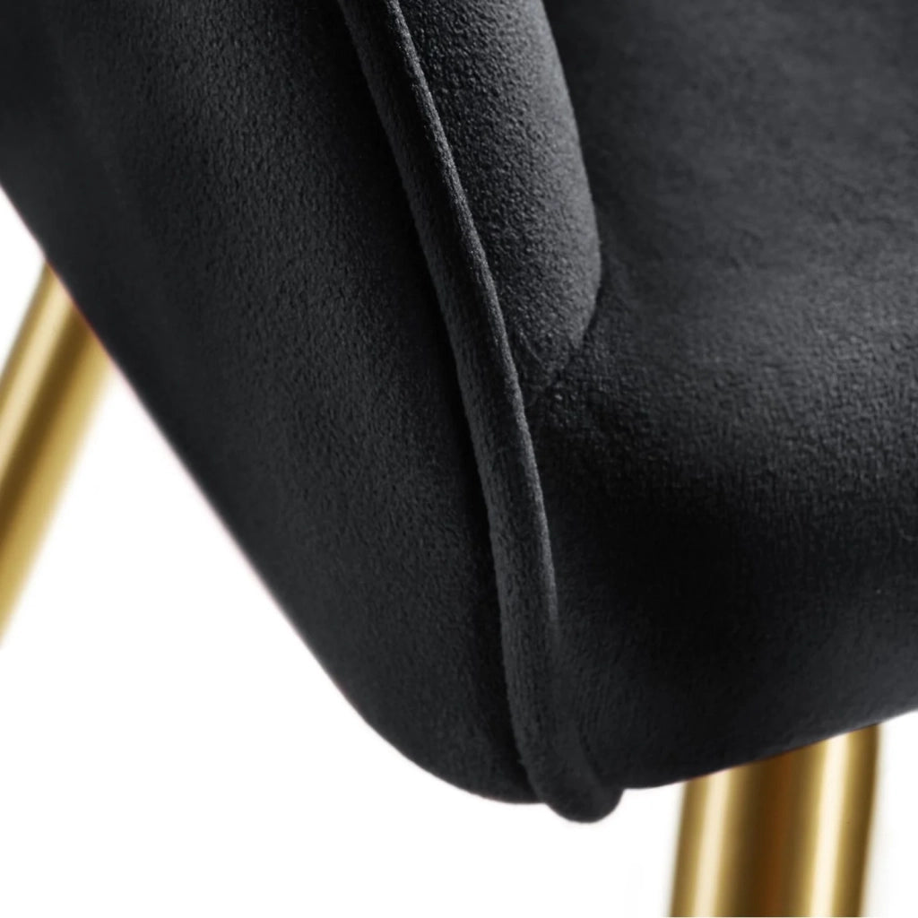 Set di 2 sedie con gambe dorate, seduta soggiorno, cucina sala da pranzo, design elegante, nero 08_0000165