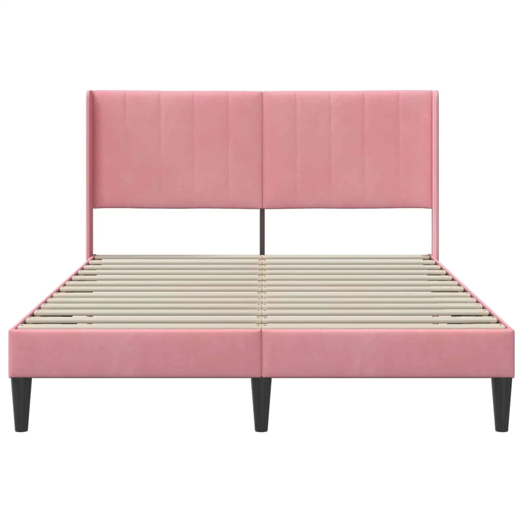 Struttura del letto con testiera Rosa 140 x 190 cm Velluto