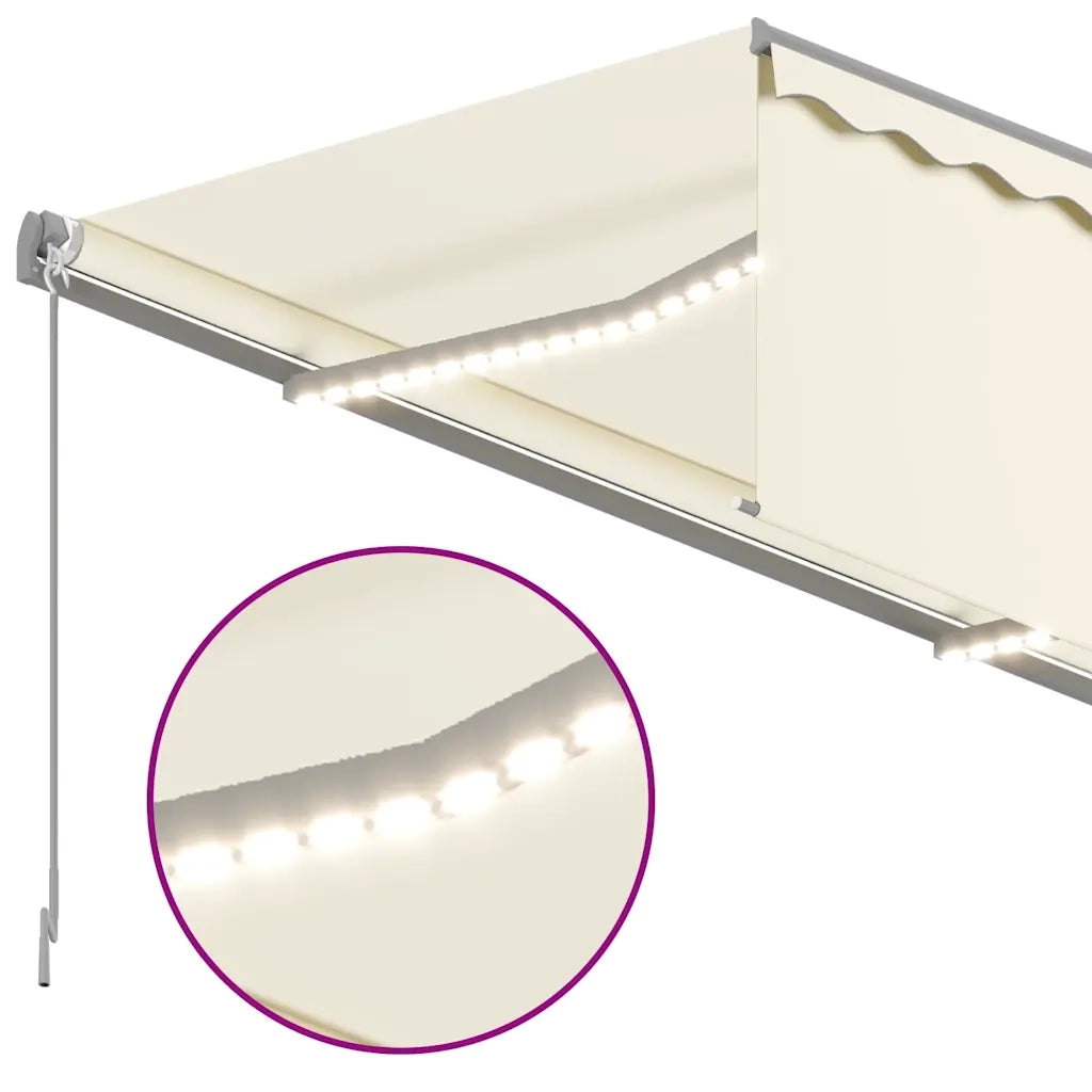 Tenda da Sole Retrattile Manuale con Parasole LED 3x2,5 m Crema   cod mxl 60123