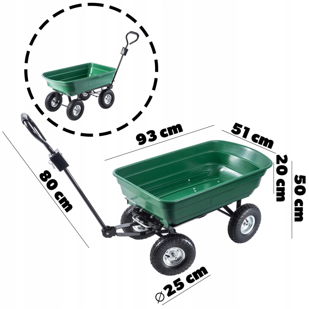 Carriola KADAX con ribaltabile per trasporto in giardino, portata massima 300 kg, rimorchio per carriola.