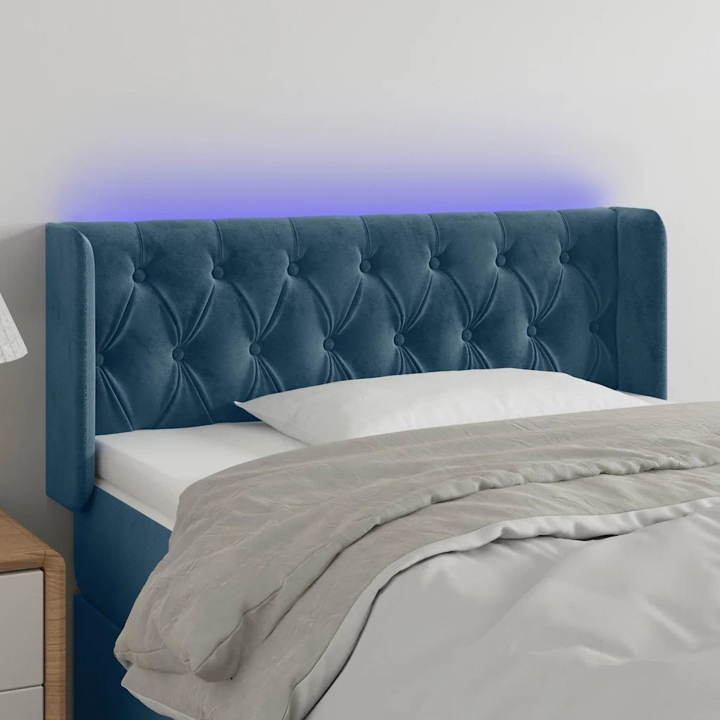 Testiera a LED-Testata con LED Blu scuro 93x16x78/88 cm in Velluto 854559