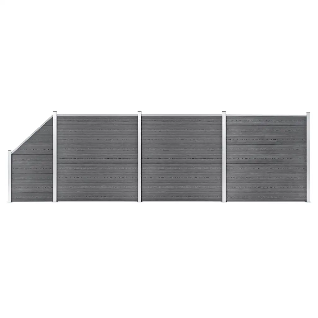 Pannelli Recinzione WPC 3 Quadrati 1 Inclinato 619x186 cm Grigi cod mxl 7339