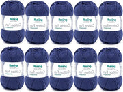Filati di cotone 100% Oeko-Tex certificati - blu marino - 10 palline da 50 g - spessore del filo 3-4