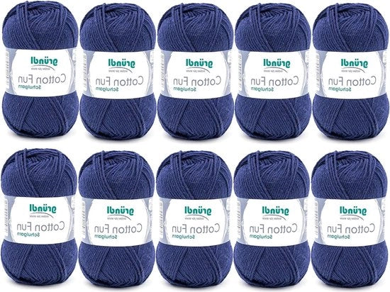 Filati di cotone 100% Oeko-Tex certificati - blu marino - 10 palline da 50 g - spessore del filo 3-4