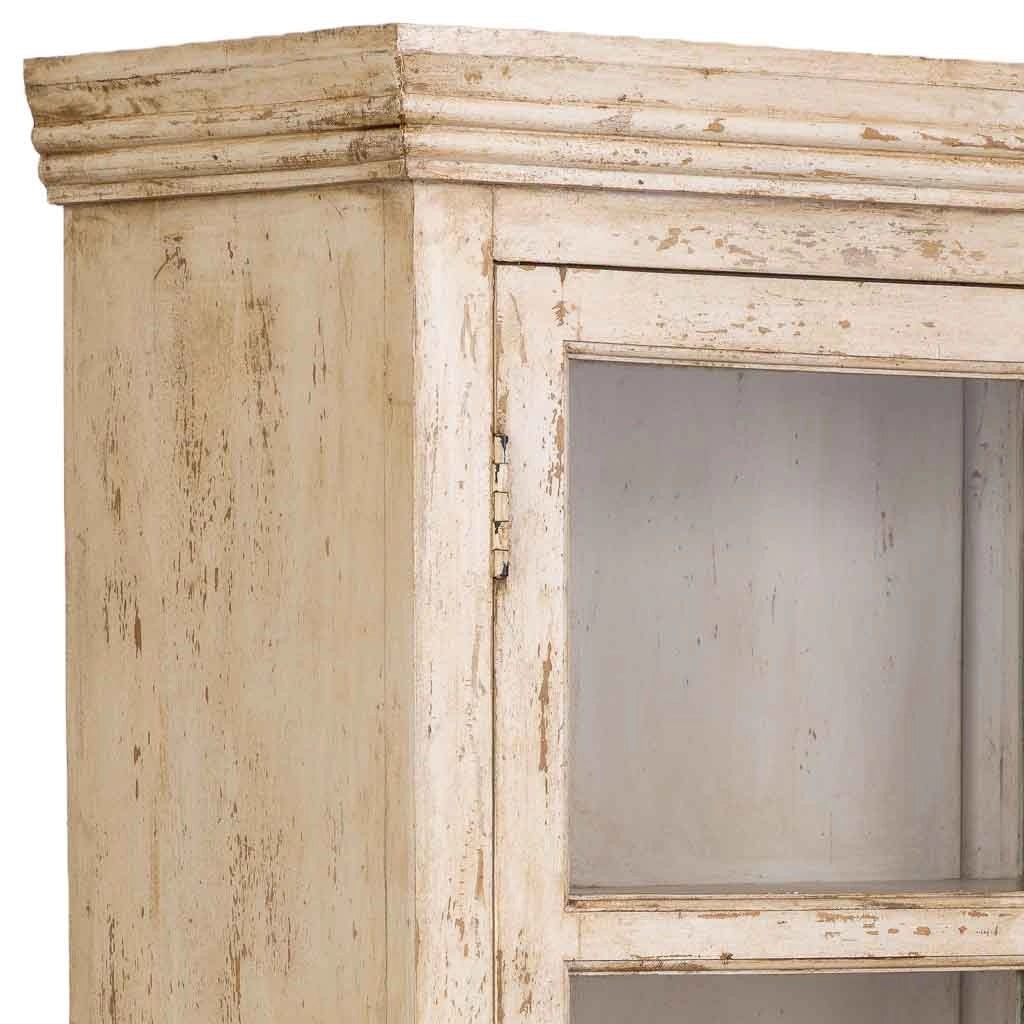 Vetrina in legno beige fatta a mano 105x40x180h cm