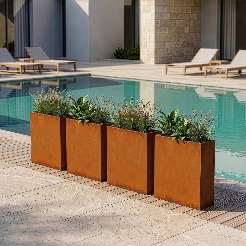 Fioriera Vaargel in Acciaio Corten Portafiori 82x90x30 cm - Marrone Ossidato casa.pro