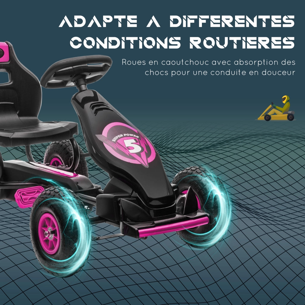 Kart a pedali per bambini ¨C zephmum ¨C rosa nero regolabile