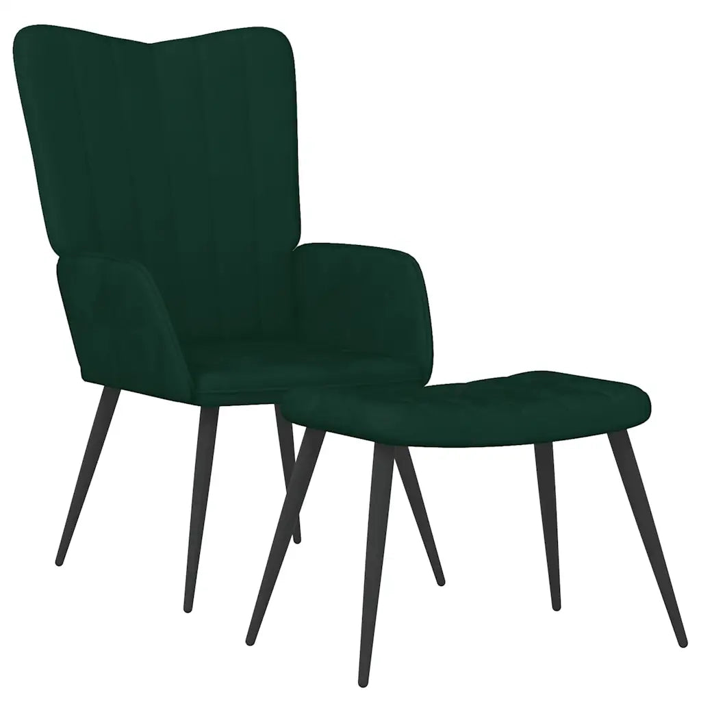 Poltrona Relax | Sedia Relax con Sgabello Verde Scuro in Velluto
