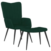Poltrona Relax | Sedia Relax con Sgabello Verde Scuro in Velluto