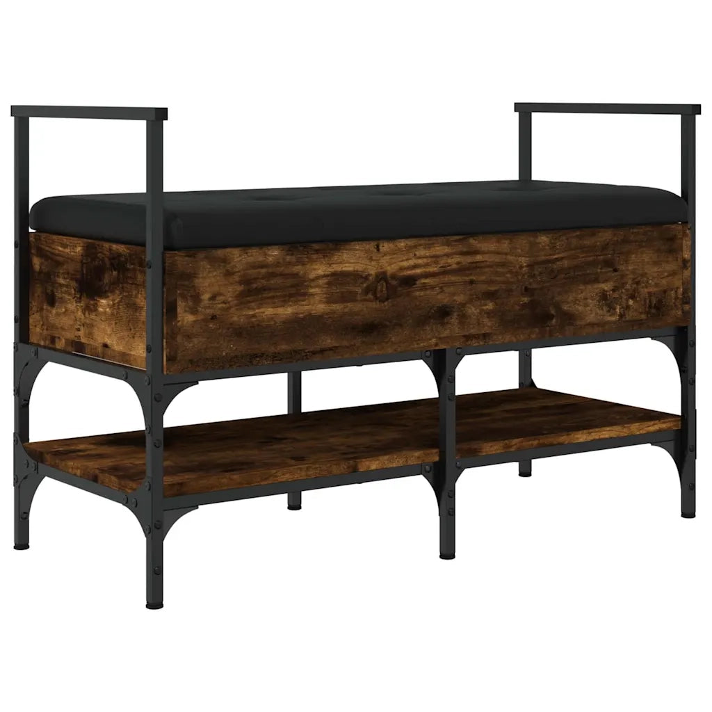 Panca Porta Scarpe-Sgabello-Panca Scarpiera Rovere Fumo 85,5x42x57,5cm Legno Multistrato