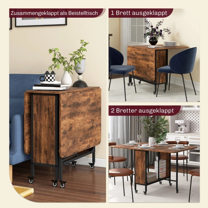 Tavolo da pranzo - pieghevole mobile per 6 persone - con ripiano - 130x80x74 cm - rosso marrone - fino a 50 kg