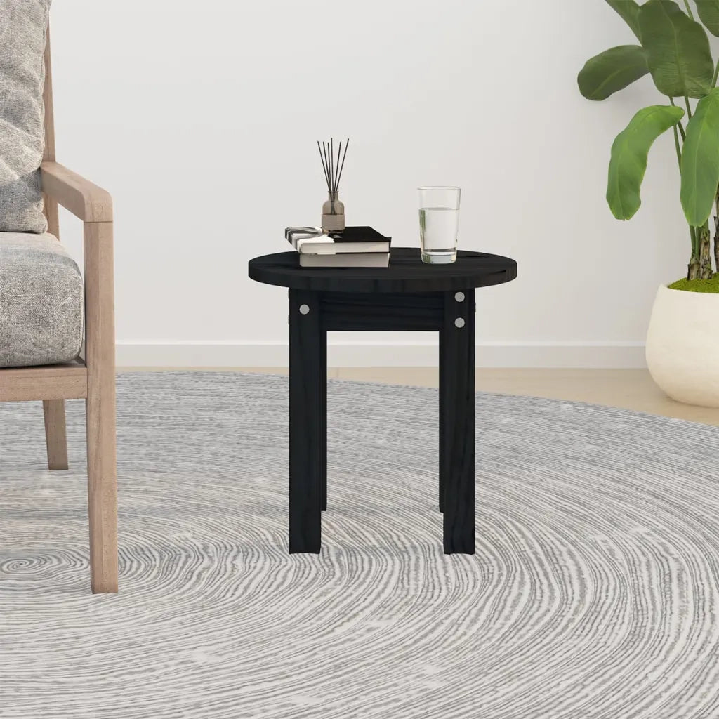 Tavolino da Salotto Nero Ã˜ 35x35 cm in Legno Massello di Pino cod mxl 25440