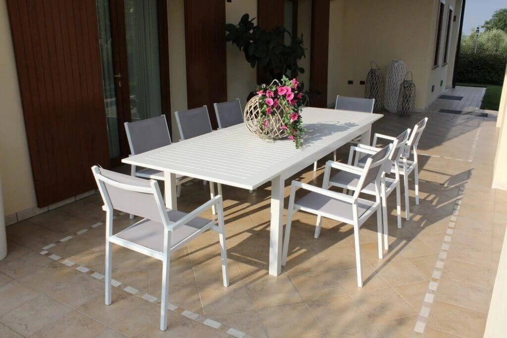 Tavolo Cuba Allungabile 150/210x90x75 h cm in Alluminio Bianco