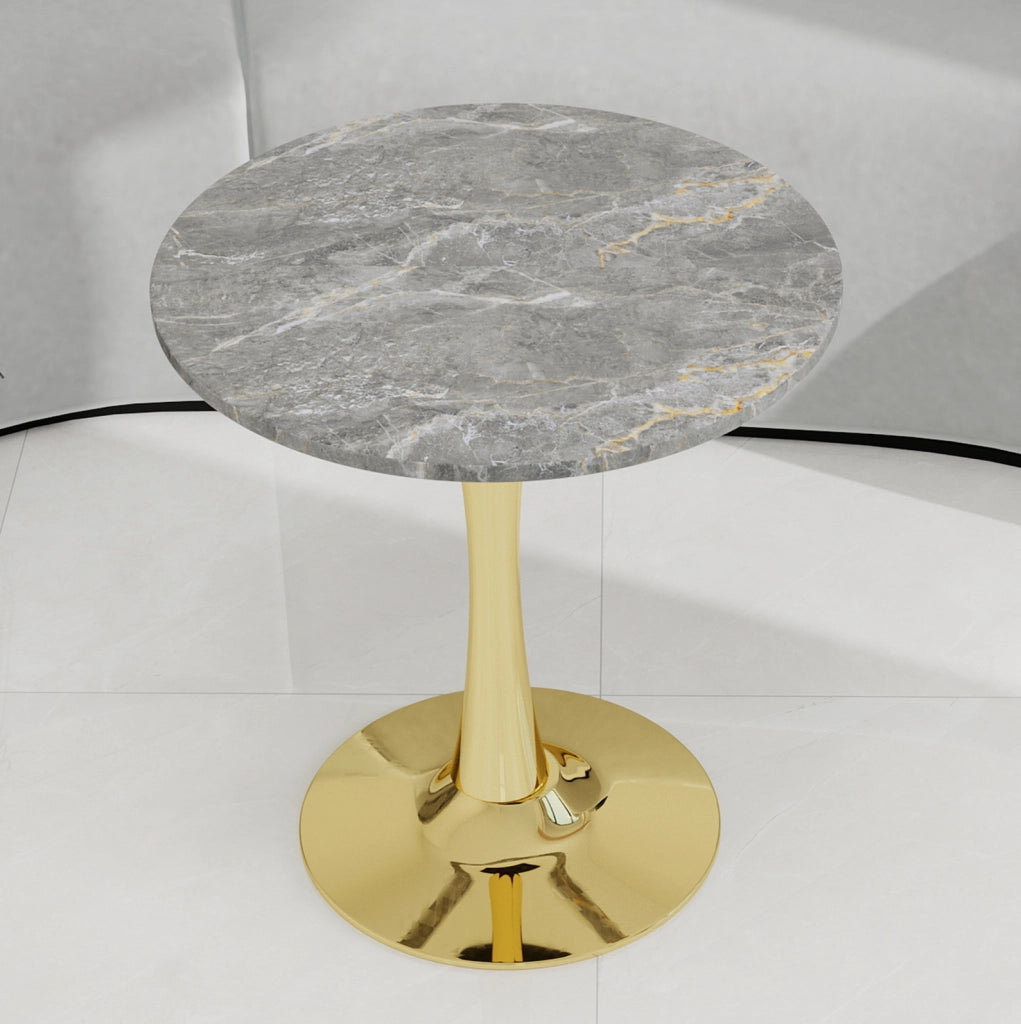Tavolino da caffè rotondo in marmo artificiale; stile minimalista; dorato