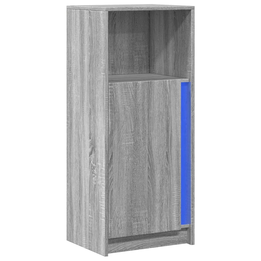 Credenza con LED-Buffet-Armadio da cucina Grigio Sonoma 42,5x34x100 cm Legno Multistrato