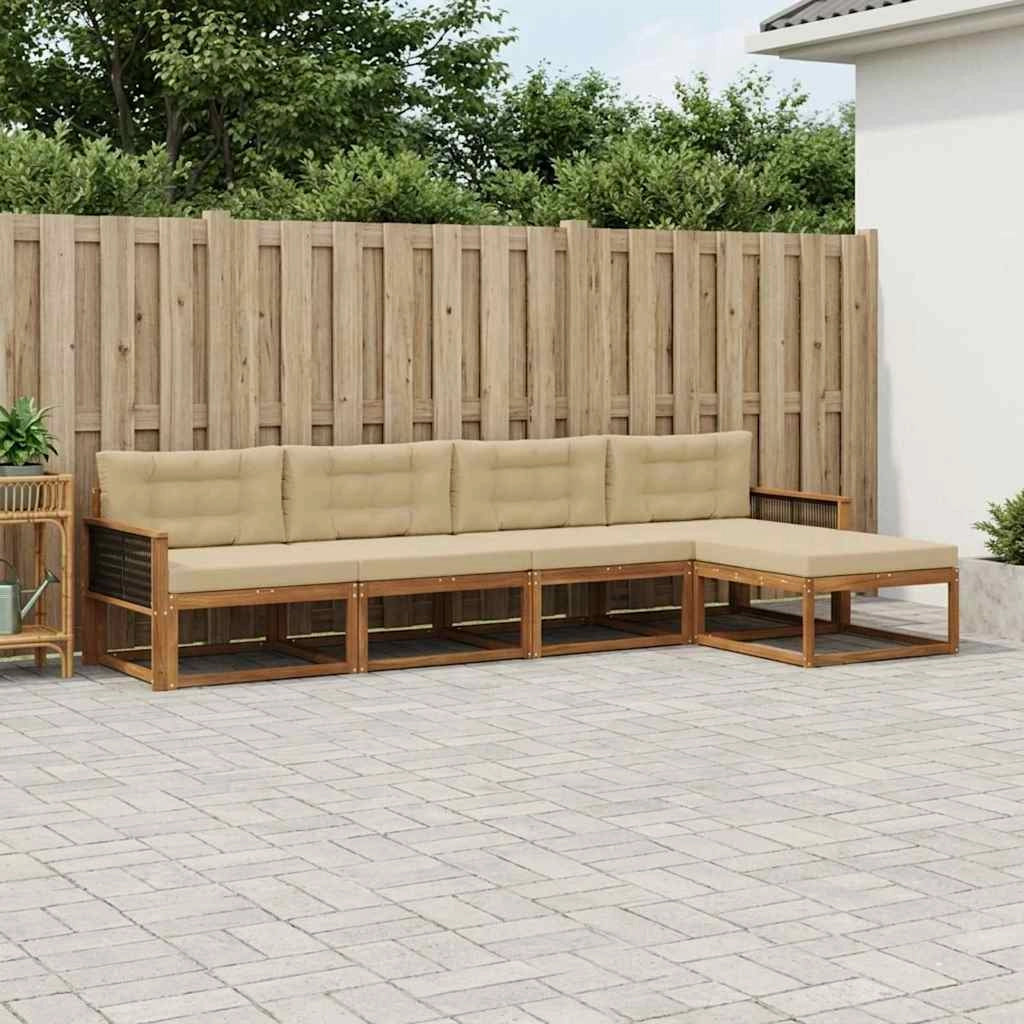 Set di divani da esterno 5 pz Naturale e Beige 3382486