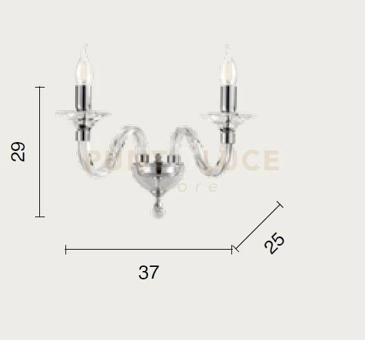 APPLIQUE GALA 2 LUCI ATTACCO E14 FUME' E CROMO L.37CM