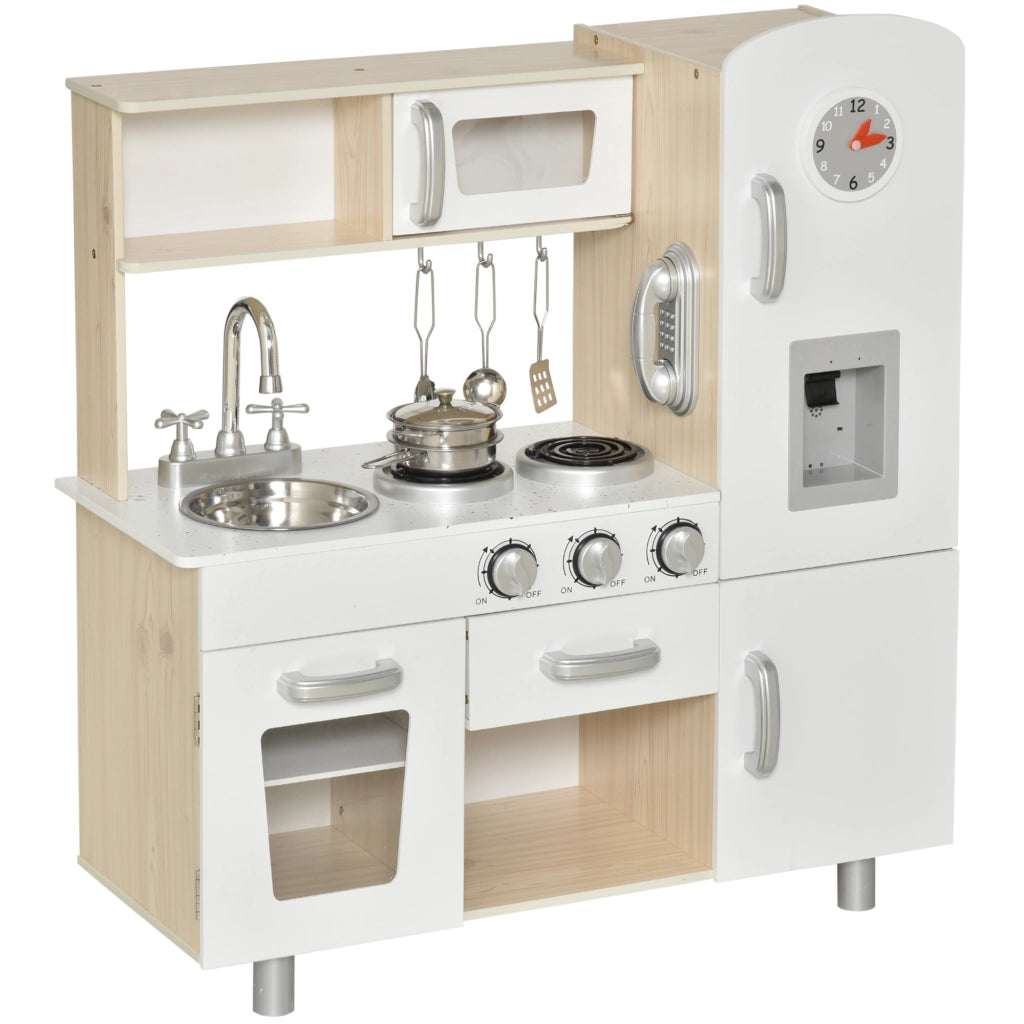 Cucina Giocattolo per Bambini in Legno ¨C Zephmum ¨C Bianco, Acciaio, 74x30x81