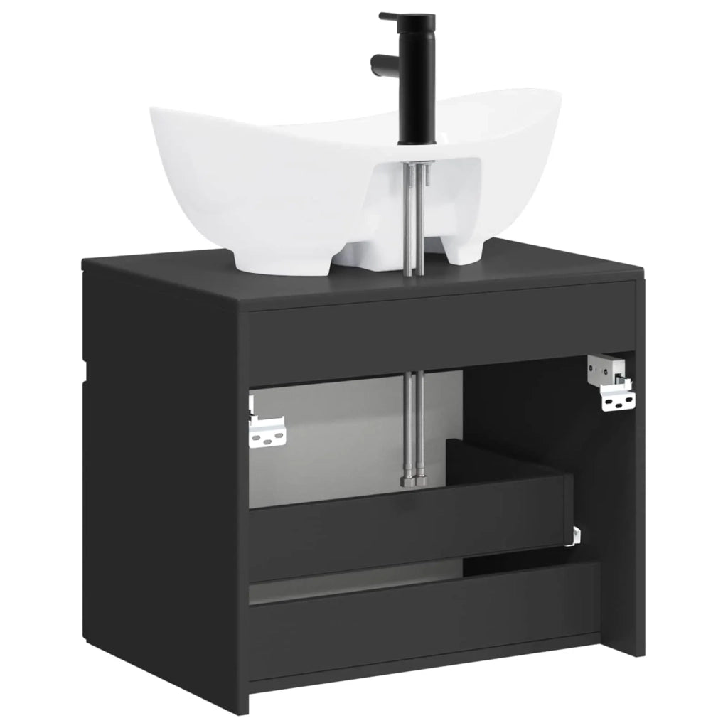 Set di mobili per il bagno Nero Legno ingegnerizzato 3404311