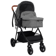 Passeggino 2 in 1 Grigio Chiaro e Nero in Acciaio CFW1258981
