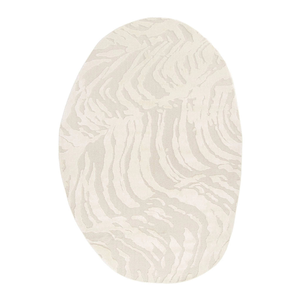 Tappeto interno a forma di ciottolo con rilievo crema, crema