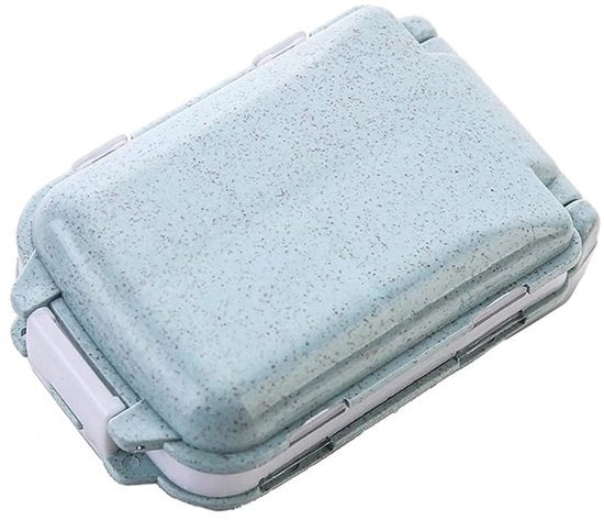 Organizzatore di farmaci portatile 8 compartimenti - impermeabile - pieghevole - leggero - formato miniatura 10 x 3,8 cm