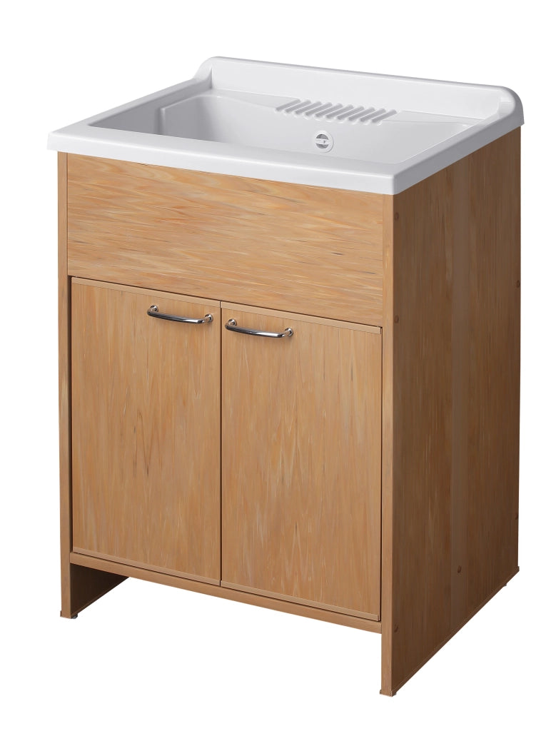 Mobile LAVATOIO in PVC in KIT di montaggio - 60X50 per Interni/Esterni - CR - Col: LEGNO FRASSINO