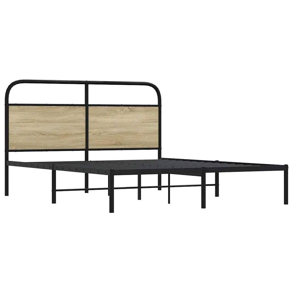 Letto matrimoniale | Letto per adulti | Giroletto senza Materasso Rovere Sonoma 150x200cm in Truciolato