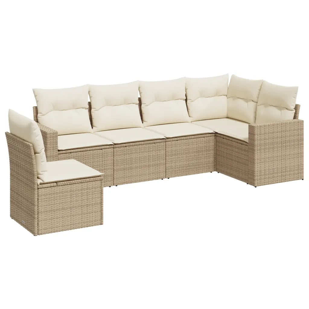 Set Divano da Giardino 6 pz con Cuscini Beige in Polyrattan 3219018