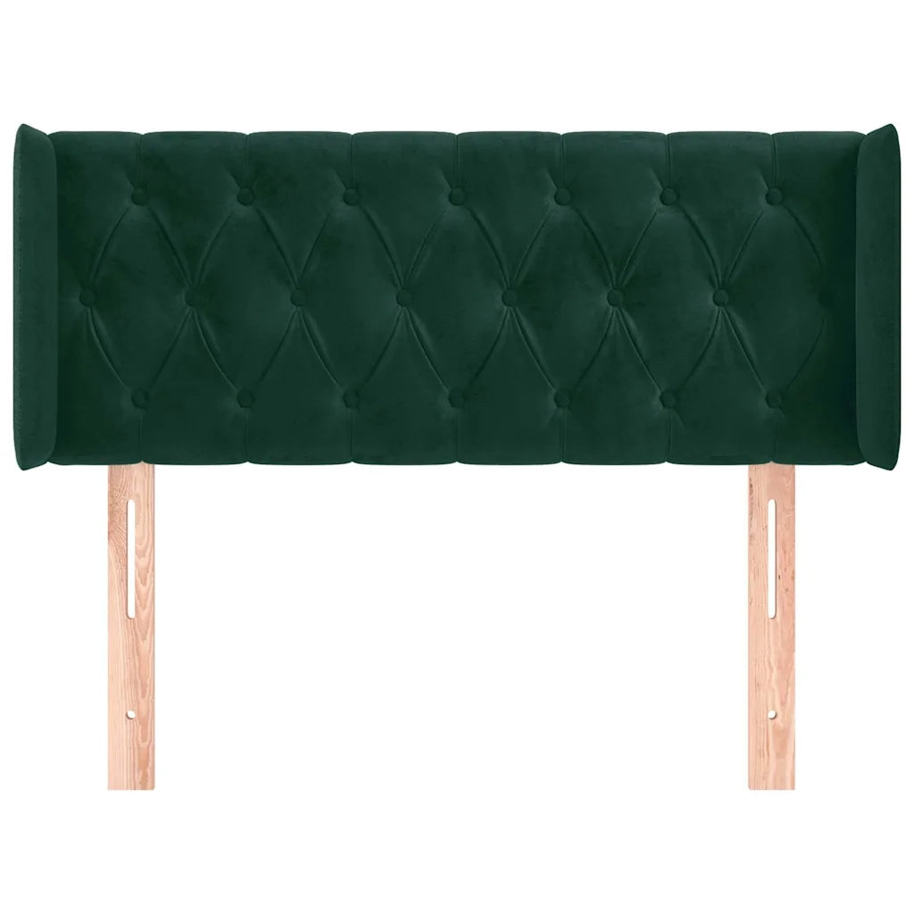 Testiera | Testata ad Orecchio Verde Scuro 103x16x78/88 cm in Velluto