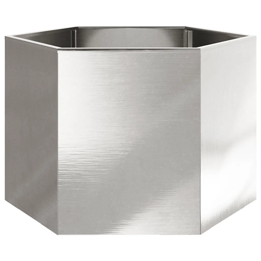Fioriera da Giardino Esagono 69x60x45 cm in Acciaio Inox