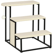 Scala per Animali Domestici 3 Gradini ¨C Xylo ¨C Tiragraffi Crema e Nero 47x45x47 cm
