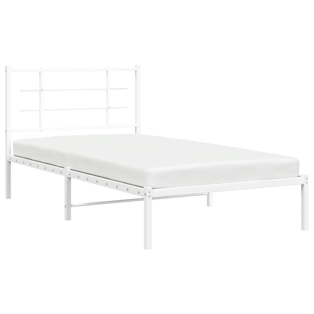 Giroletto con Testiera Metallo Bianco 100x190 cm 355604