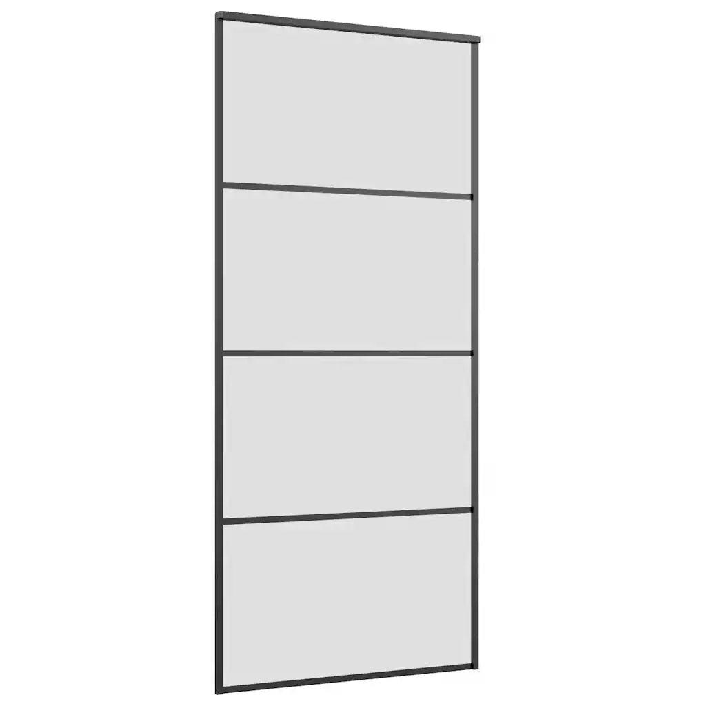 Porta Scorrevole con Ferramenta Nera 90x205 cm in Vetro ESG