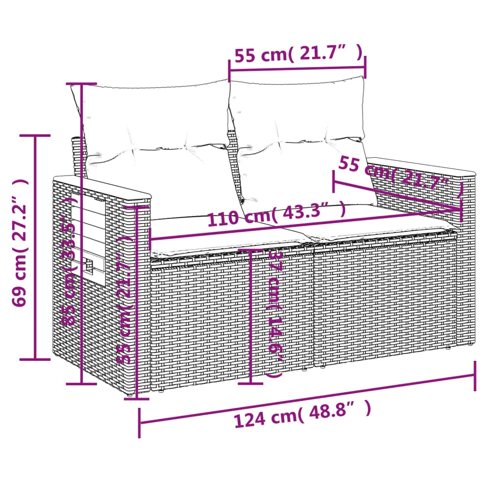 Set Divano da Giardino 6 pz con Cuscini Nero in Polyrattan 3226791