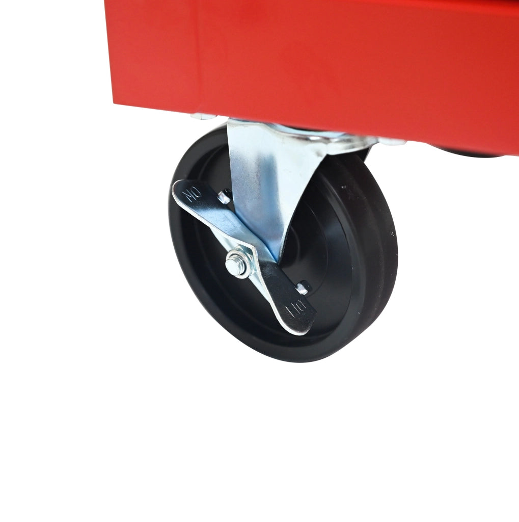 Carrello portautensili a 4 cassetti con ruote e serratura rosso e nero HOMVRA