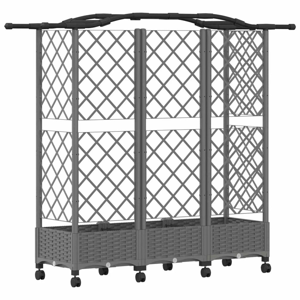 Letto Rialzato con Griglia e Tetto Grigio Chiaro PP 3423107