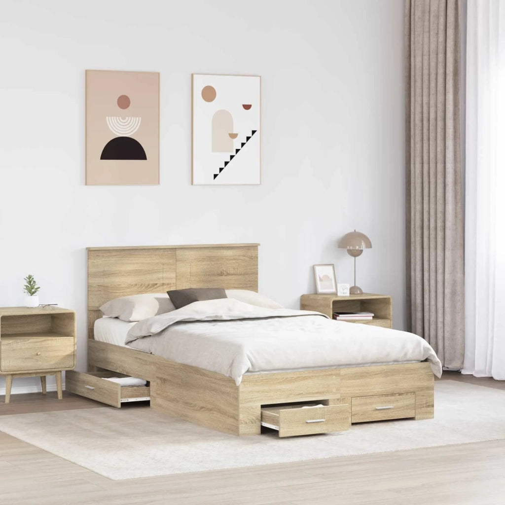 Struttura del letto con testiera Rovere Sonoma 120 x 200 cm