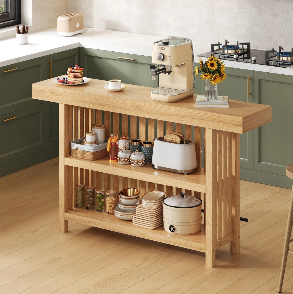 Tavolo Bar Compatto con Porta Piedi e Ripiani a 2 Livelli, 160x40x105 cm, MDF
