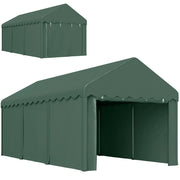 Carport portatile 3x6 m ¨C zephmum ¨C tetto in polyester, 2 ingressi, verde scuro