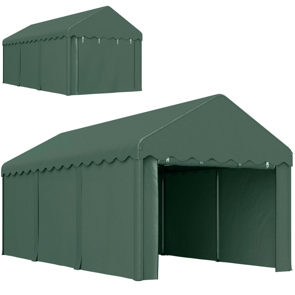 Carport portatile 3x6 m ¨C zephmum ¨C tetto in polyester, 2 ingressi, verde scuro